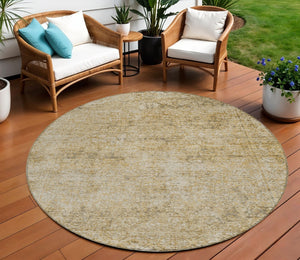 HomeRoots 5' Copper and Beige Abstract Indoor Outdoor Area Rug - Stylish, Durable, Machine Washable Design! 8' Round 631595