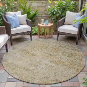 HomeRoots 5' Copper and Beige Abstract Indoor Outdoor Area Rug - Stylish, Durable, Machine Washable Design! 8' Round 631595