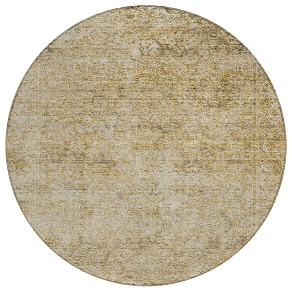 HomeRoots 5' Copper and Beige Abstract Indoor Outdoor Area Rug - Stylish, Durable, Machine Washable Design! 8' Round 631595