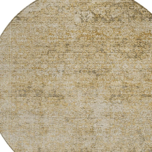 HomeRoots 5' Copper and Beige Abstract Indoor Outdoor Area Rug - Stylish, Durable, Machine Washable Design! 8' Round 631595
