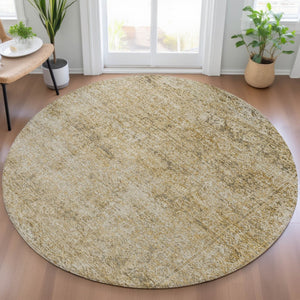 HomeRoots 5' Copper and Beige Abstract Indoor Outdoor Area Rug - Stylish, Durable, Machine Washable Design! 8' Round 631595
