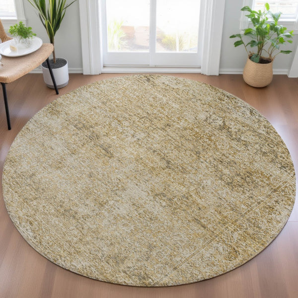 HomeRoots 5' Copper and Beige Abstract Indoor Outdoor Area Rug - Stylish, Durable, Machine Washable Design! 8' Round 631595