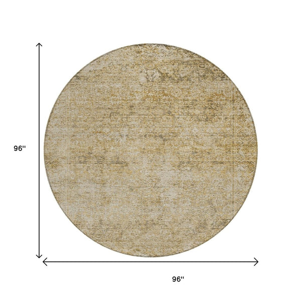HomeRoots 5' Copper and Beige Abstract Indoor Outdoor Area Rug - Stylish, Durable, Machine Washable Design! 8' Round 631595