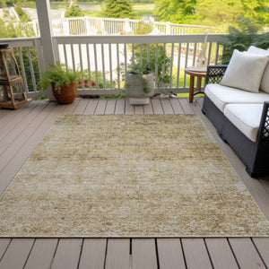 HomeRoots 5' Copper and Beige Abstract Indoor Outdoor Area Rug - Stylish, Durable, Machine Washable Design! 10' X 14' 631598