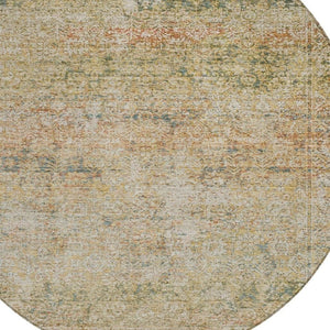 HomeRoots 5' Gold and Beige Abstract Area Rug – Durable, Washable, Stylish for Indoor and Outdoor Spaces 8' Round 631601