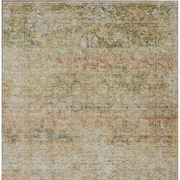 HomeRoots 5' Gold and Beige Abstract Area Rug – Durable, Washable, Stylish for Indoor and Outdoor Spaces 9' X 12' 631603