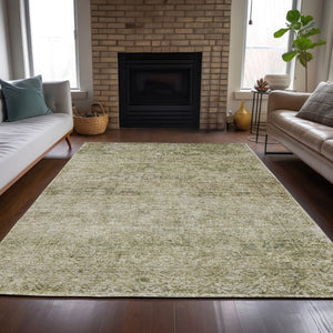 HomeRoots 5' Stylish Sage and Beige Abstract Washable Indoor-Outdoor Area Rug for High-Traffic Spaces 5' X 8' 631606