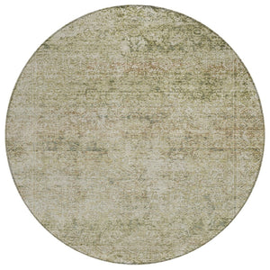 HomeRoots 5' Stylish Sage and Beige Abstract Washable Indoor-Outdoor Area Rug for High-Traffic Spaces 8' Round 631607
