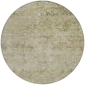 HomeRoots 5' Stylish Sage and Beige Abstract Washable Indoor-Outdoor Area Rug for High-Traffic Spaces 8' Round 631607