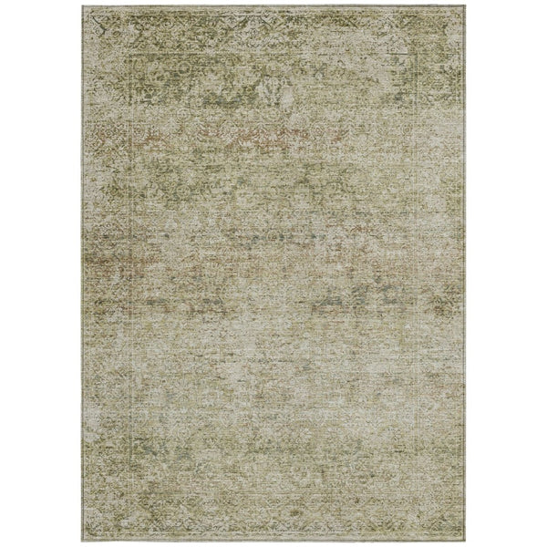 HomeRoots 5' Stylish Sage and Beige Abstract Washable Indoor-Outdoor Area Rug for High-Traffic Spaces 8' X 10' 631608
