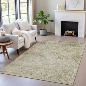 HomeRoots 5' Stylish Sage and Beige Abstract Washable Indoor-Outdoor Area Rug for High-Traffic Spaces 8' X 10' 631608
