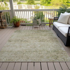 HomeRoots 5' Stylish Sage and Beige Abstract Washable Indoor-Outdoor Area Rug for High-Traffic Spaces 8' X 10' 631608