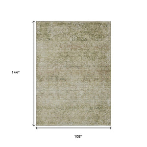 HomeRoots 5' Stylish Sage and Beige Abstract Washable Indoor-Outdoor Area Rug for High-Traffic Spaces 9' X 12' 631609