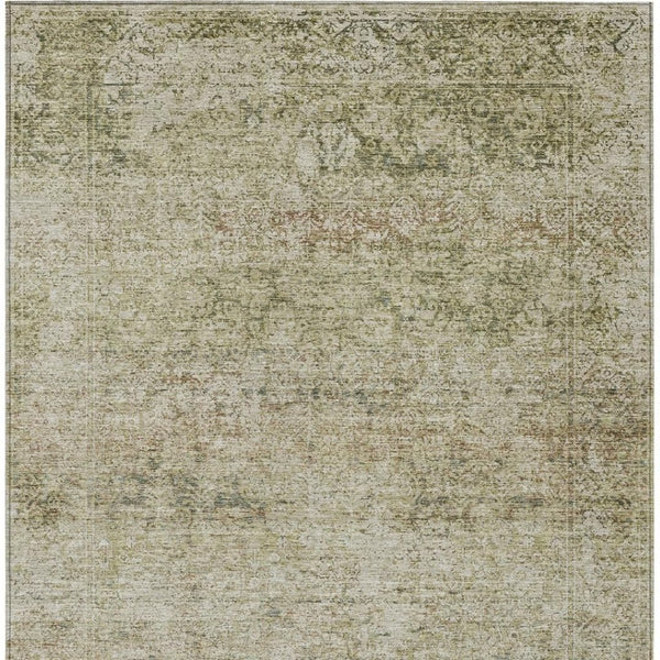 HomeRoots 5' Stylish Sage and Beige Abstract Washable Indoor-Outdoor Area Rug for High-Traffic Spaces 10' X 14' 631610