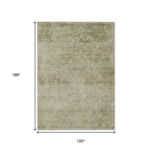 HomeRoots 5' Stylish Sage and Beige Abstract Washable Indoor-Outdoor Area Rug for High-Traffic Spaces 10' X 14' 631610