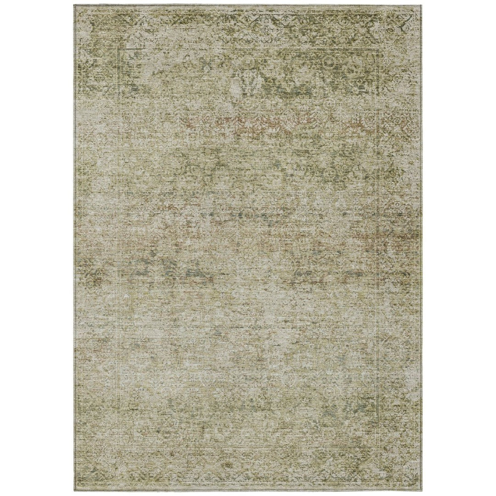 HomeRoots 5' Stylish Sage and Beige Abstract Washable Indoor-Outdoor Area Rug for High-Traffic Spaces 10' X 14' 631610