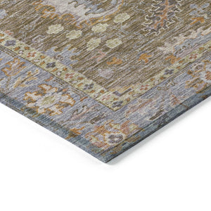 HomeRoots 5' Brown and Lavender Floral Area Rug - Durable, Washable Design for Indoor and Outdoor Spaces 8' Round 631613