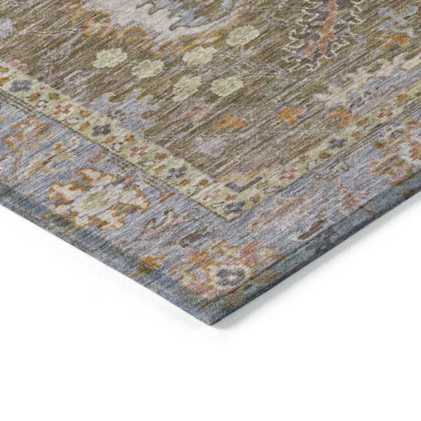 HomeRoots 5' Brown and Lavender Floral Area Rug - Durable, Washable Design for Indoor and Outdoor Spaces 8' Round 631613