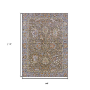 HomeRoots 5' Brown and Lavender Floral Area Rug - Durable, Washable Design for Indoor and Outdoor Spaces 8' X 10' 631614