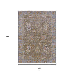 HomeRoots 5' Brown and Lavender Floral Area Rug - Durable, Washable Design for Indoor and Outdoor Spaces 9' X 12' 631615