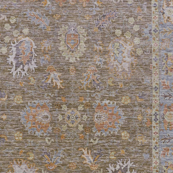 HomeRoots 5' Brown and Lavender Floral Area Rug - Durable, Washable Design for Indoor and Outdoor Spaces 9' X 12' 631615