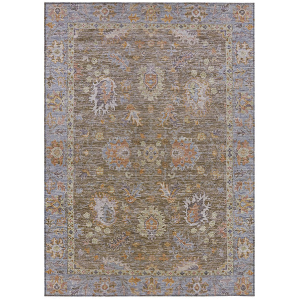 HomeRoots 5' Brown and Lavender Floral Area Rug - Durable, Washable Design for Indoor and Outdoor Spaces 10' X 14' 631616