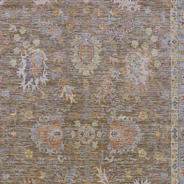 HomeRoots 5' Brown and Lavender Floral Area Rug - Durable, Washable Design for Indoor and Outdoor Spaces 10' X 14' 631616