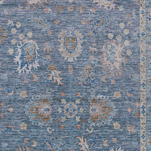 HomeRoots 5' Blue and Beige Floral Washable Area Rug – Stylish Indoor/Outdoor Décor for High-Traffic Spaces 5' X 8' 631618