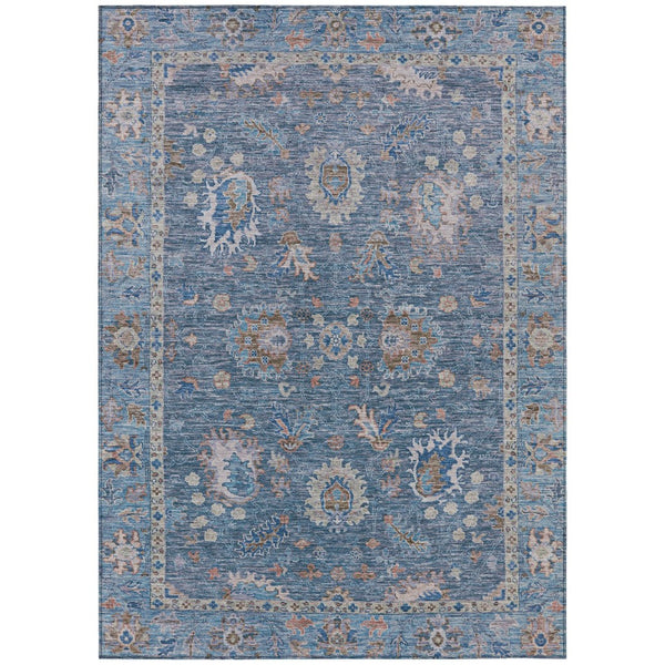 HomeRoots 5' Blue and Beige Floral Washable Area Rug – Stylish Indoor/Outdoor Décor for High-Traffic Spaces 8' X 10' 631620