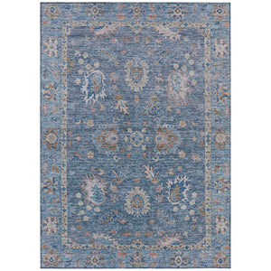 HomeRoots 5' Blue and Beige Floral Washable Area Rug – Stylish Indoor/Outdoor Décor for High-Traffic Spaces 9' X 12' 631621