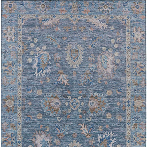 HomeRoots 5' Blue and Beige Floral Washable Area Rug – Stylish Indoor/Outdoor Décor for High-Traffic Spaces 10' X 14' 631622