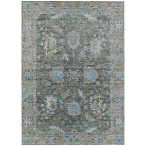 HomeRoots 5' Timeless Floral Area Rug in Fern Green & Denim Blue - Washable & Durable for Indoor/Outdoor Use 8' X 10' 631626