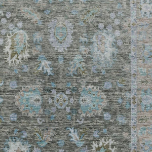HomeRoots 5' Timeless Floral Area Rug in Fern Green & Denim Blue - Washable & Durable for Indoor/Outdoor Use 8' X 10' 631626