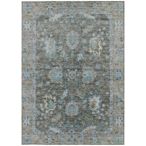HomeRoots 5' Timeless Floral Area Rug in Fern Green & Denim Blue - Washable & Durable for Indoor/Outdoor Use 10' X 14' 631628