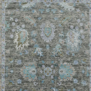 HomeRoots 5' Timeless Floral Area Rug in Fern Green & Denim Blue - Washable & Durable for Indoor/Outdoor Use 10' X 14' 631628