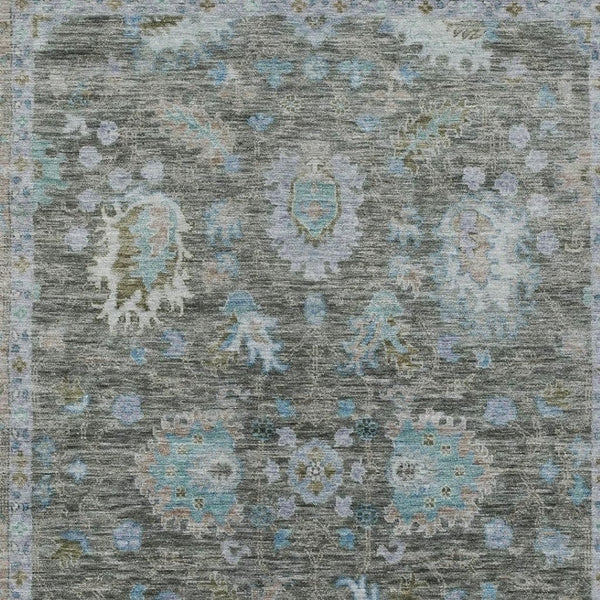 HomeRoots 5' Timeless Floral Area Rug in Fern Green & Denim Blue - Washable & Durable for Indoor/Outdoor Use 10' X 14' 631628