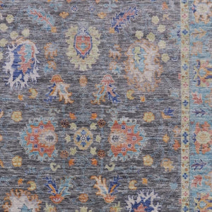 HomeRoots 5' Gray and Denim Blue Floral Area Rug - Washable, Durable, Versatile for Indoor and Outdoor Use 5' X 8' 631630