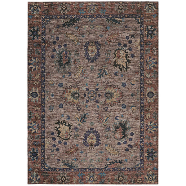 HomeRoots 5' Brown and Beige Floral Area Rug – Durable and Stylish for Indoor/Outdoor Spaces, Easy Care 5' X 8' 631636