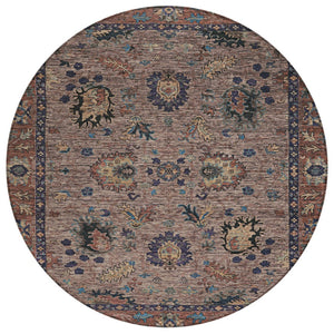 HomeRoots 5' Brown and Beige Floral Area Rug – Durable and Stylish for Indoor/Outdoor Spaces, Easy Care 8' Round 631637