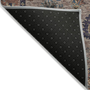 HomeRoots 5' Brown and Beige Floral Area Rug – Durable and Stylish for Indoor/Outdoor Spaces, Easy Care 8' Round 631637