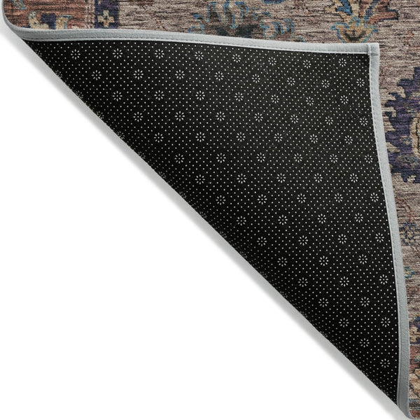 HomeRoots 5' Brown and Beige Floral Area Rug – Durable and Stylish for Indoor/Outdoor Spaces, Easy Care 8' Round 631637