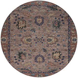 HomeRoots 5' Brown and Beige Floral Area Rug – Durable and Stylish for Indoor/Outdoor Spaces, Easy Care 8' Round 631637