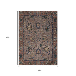 HomeRoots 5' Brown and Beige Floral Area Rug – Durable and Stylish for Indoor/Outdoor Spaces, Easy Care 8' X 10' 631638