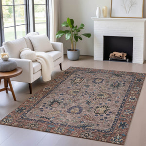 HomeRoots 5' Brown and Beige Floral Area Rug – Durable and Stylish for Indoor/Outdoor Spaces, Easy Care 9' X 12' 631639