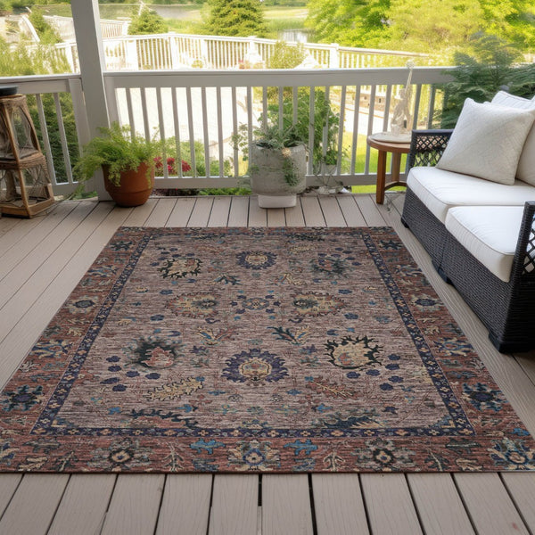 HomeRoots 5' Brown and Beige Floral Area Rug – Durable and Stylish for Indoor/Outdoor Spaces, Easy Care 9' X 12' 631639