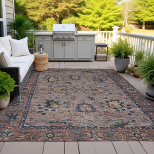 HomeRoots 5' Brown and Beige Floral Area Rug – Durable and Stylish for Indoor/Outdoor Spaces, Easy Care 10' X 14' 631640