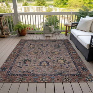 HomeRoots 5' Brown and Beige Floral Area Rug – Durable and Stylish for Indoor/Outdoor Spaces, Easy Care 10' X 14' 631640