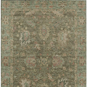 HomeRoots 5' Refresh Your Space with a Durable Olive Green and Rust Floral Washable Area Rug for Indoor/Outdoor Use 5' X 8' 631642