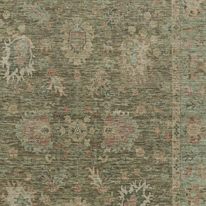 HomeRoots 5' Refresh Your Space with a Durable Olive Green and Rust Floral Washable Area Rug for Indoor/Outdoor Use 5' X 8' 631642