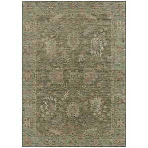 HomeRoots 5' Refresh Your Space with a Durable Olive Green and Rust Floral Washable Area Rug for Indoor/Outdoor Use 8' X 10' 631644